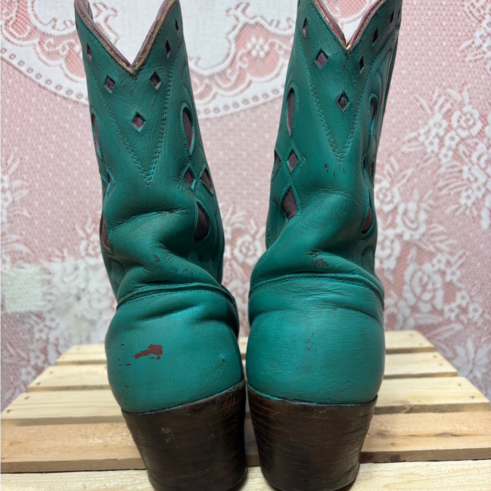 Upcycled Turquoise Cowboy Boots – Size 8.5 - Picture 4 of 5